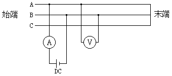 电流电压表法测量线路直流电阻接线图