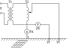 电压电流法测接地电阻的试验接线